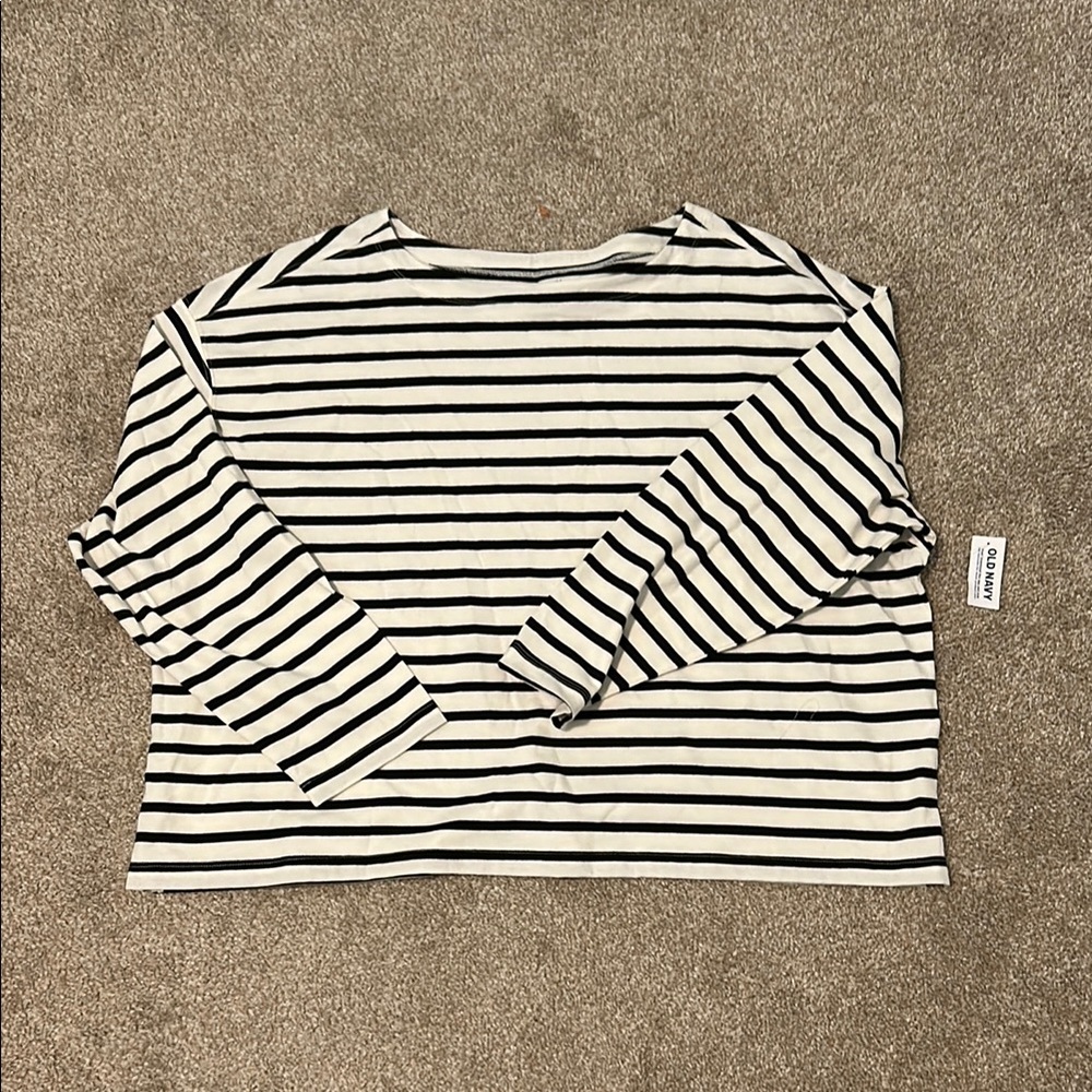Old Navy Black and White Striped Top